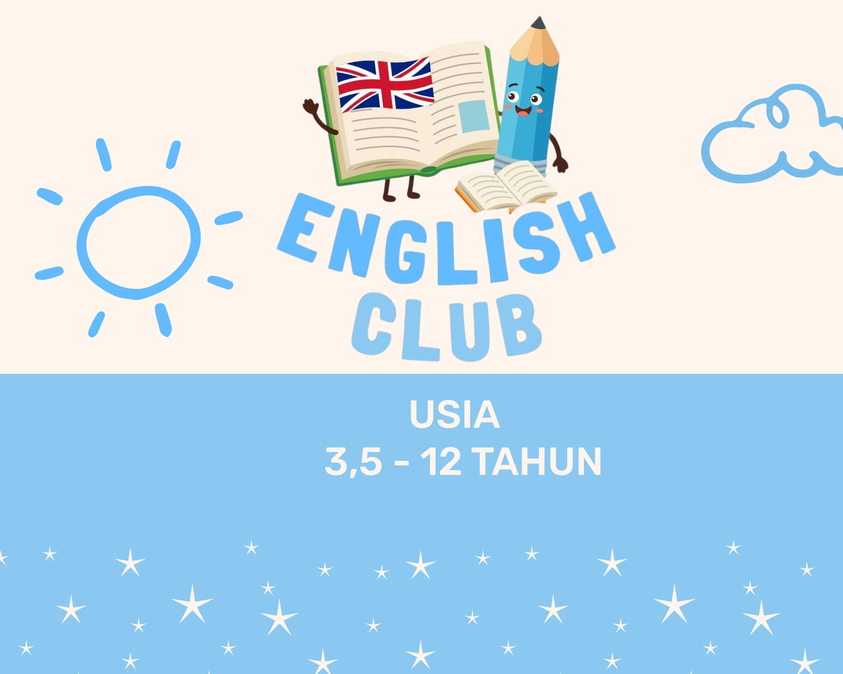 Anak belajar bahasa Inggris melalui lagu dan permainan interaktif di English Club